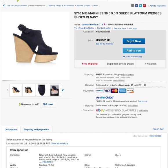 Marni black suede wedge platform heels - Picture 8 of 8